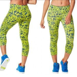 Zumba Fitness Lime and Blue Graphic Leggings